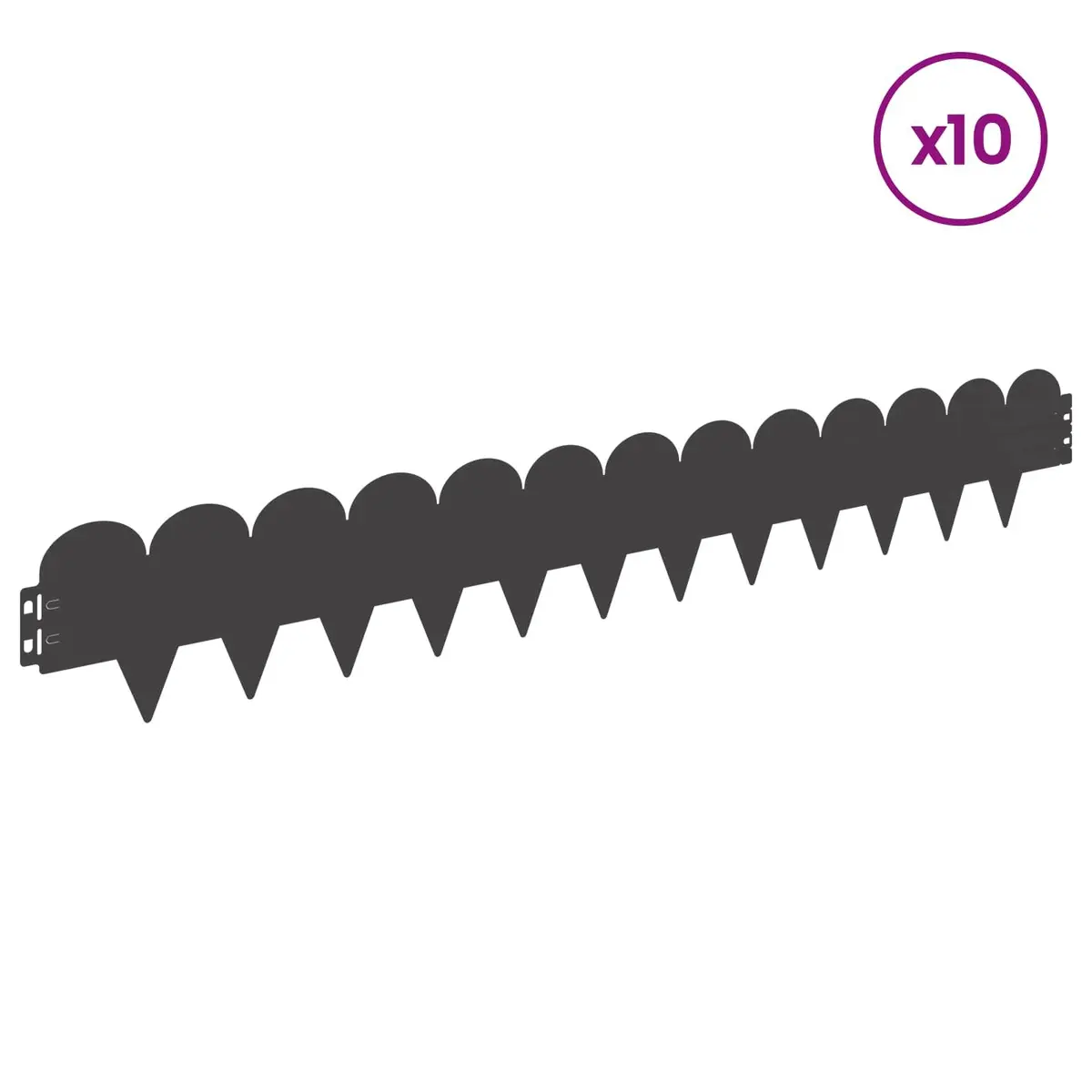 Steel Lawn Edging for Garden 103x15cm Sharp and Round Top Black 10 Piece