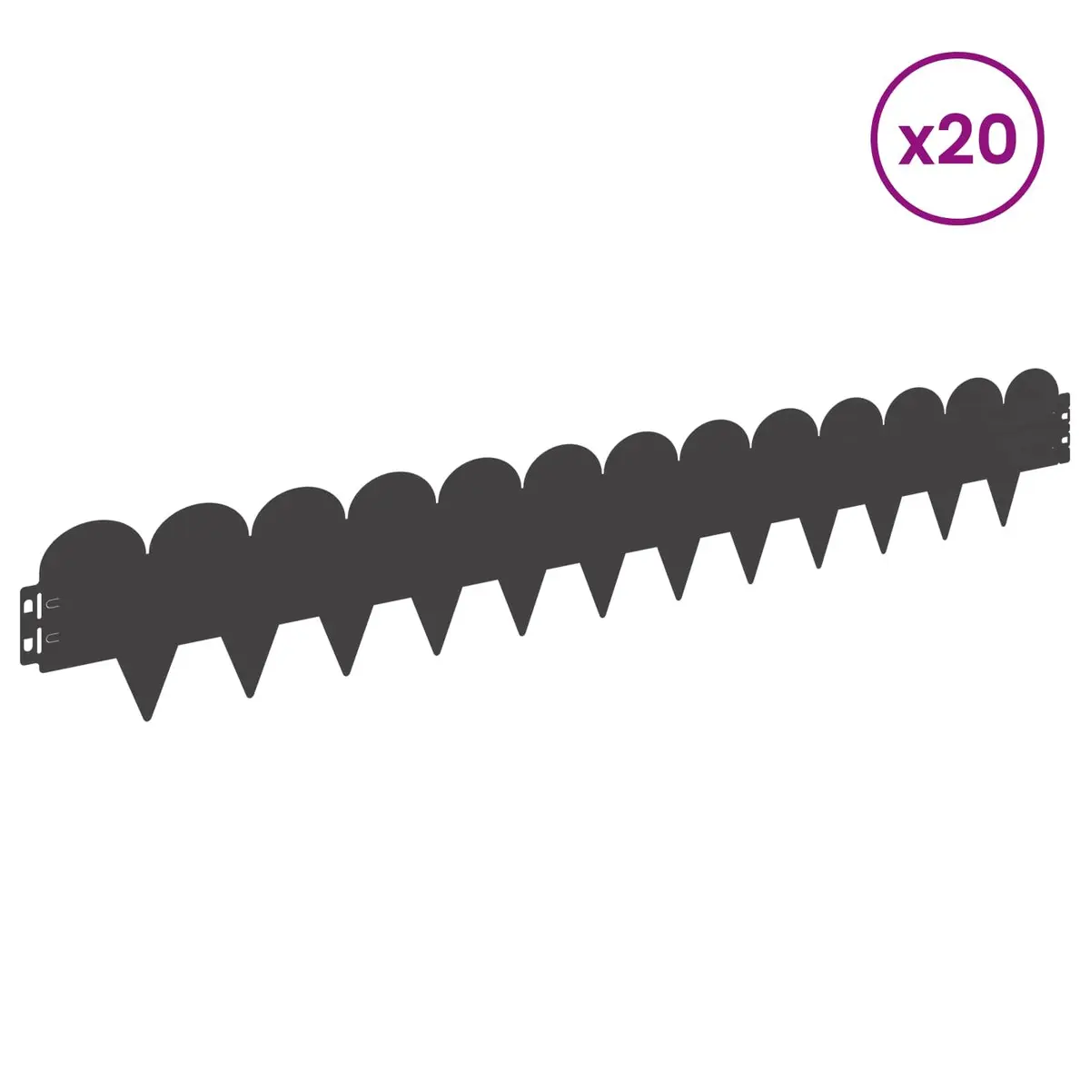 Steel Garden Lawn Edging for Outdoor Use 103x15cm Black