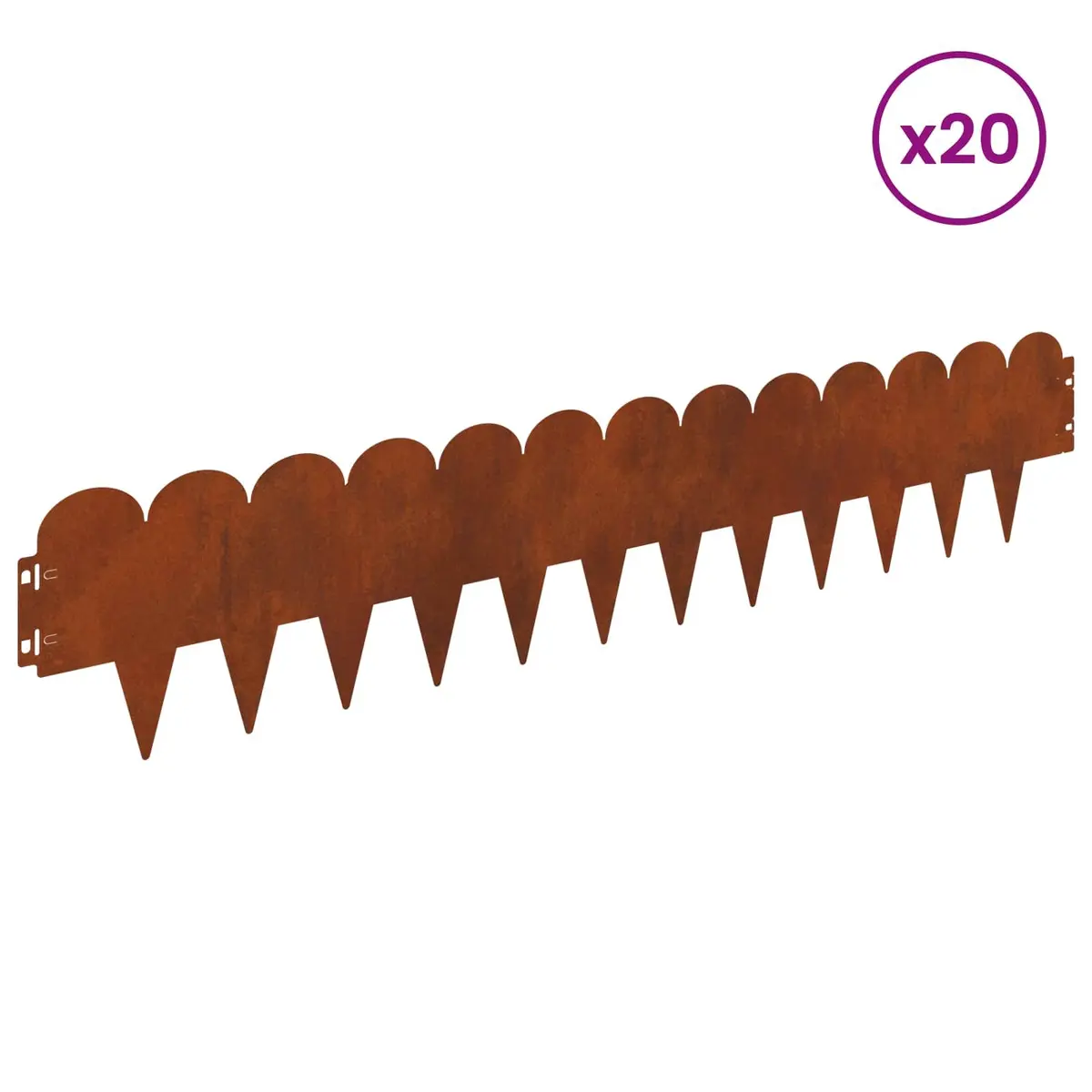 Steel Lawn Edging for Garden 103x20cm Sharp and Round Top 20 Piece