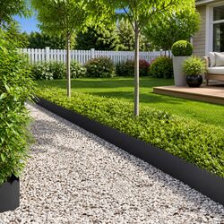 Garden Lawn Edging Strips - 10 Black Steel Pieces