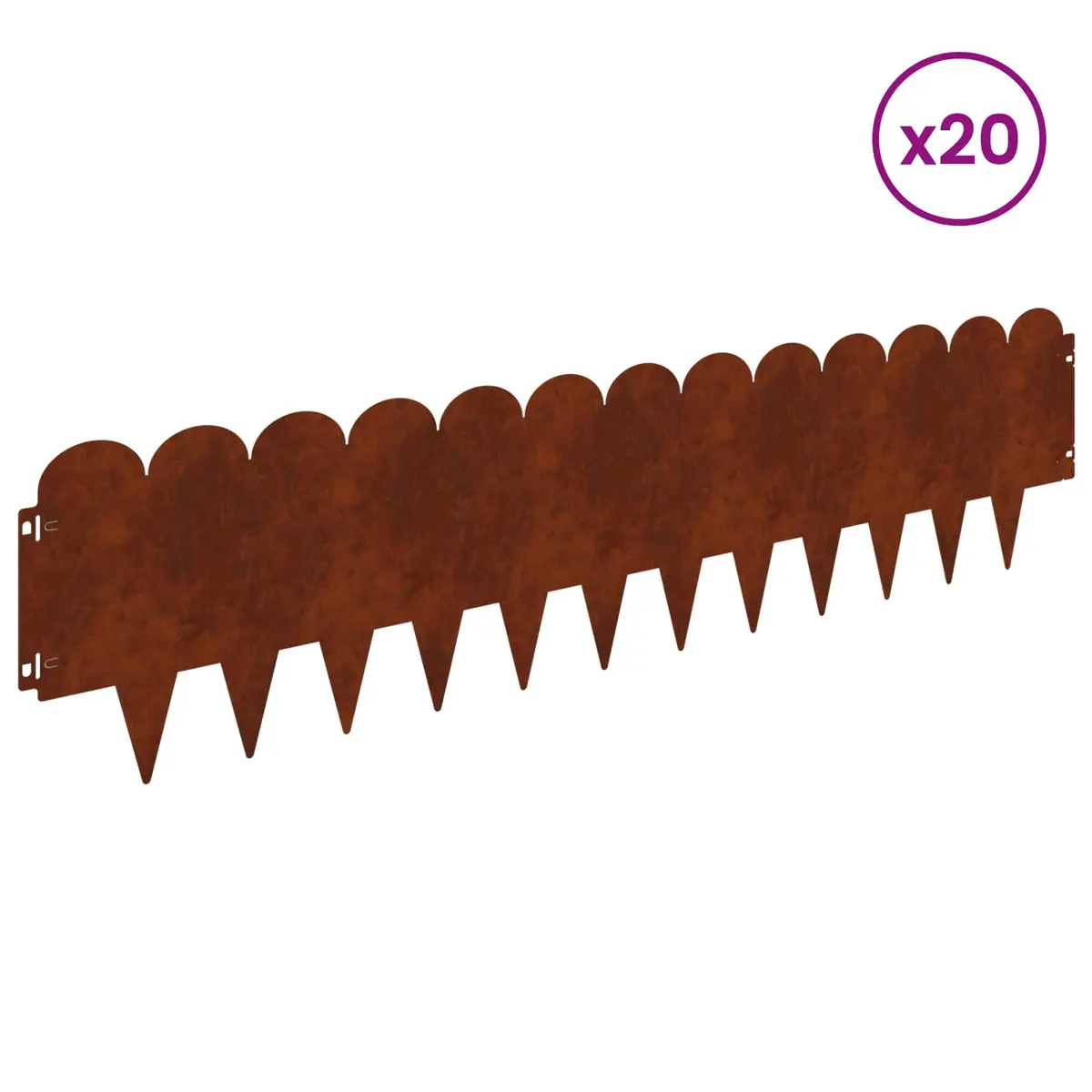 Garden Lawn Edging Steel Outdoor 20 Piece Flexible Brown