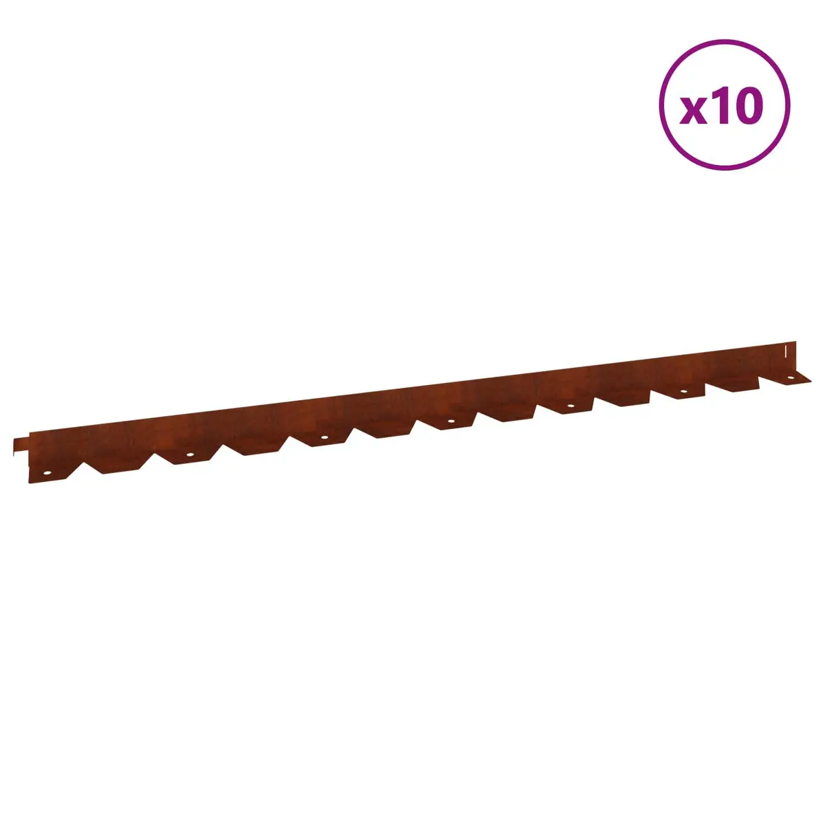 Lawn Edging Border for Garden 10 Pieces Steel Flexible Rustic Brown