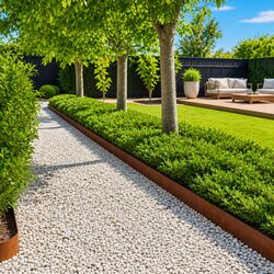 Steel Garden Lawn Edging - 10 Pieces, 102cm Each, Brown