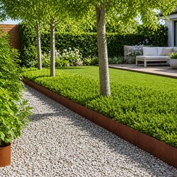 Steel Garden Edging with 10 Pieces - Rusty Brown Finish