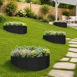 Garden Lawn Edging - 100 x 45 cm Steel Border Fencing, 4 Pieces