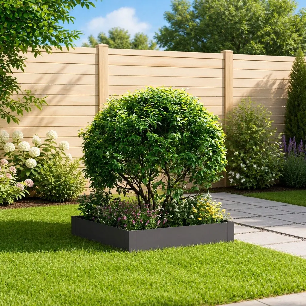 Steel Garden Lawn Edging Border for Landscape Pathway 60x60x20cm Black