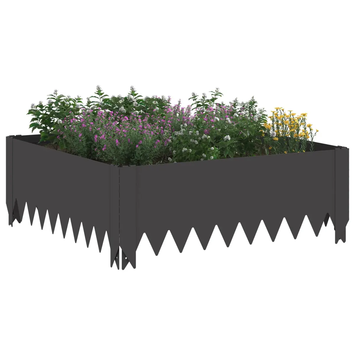 Steel Garden Lawn Edging Border for Landscape Pathway 60x60x20cm Black