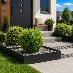 Garden Lawn Edging Steel Set - 4 Pieces 60x60x20cm in Black