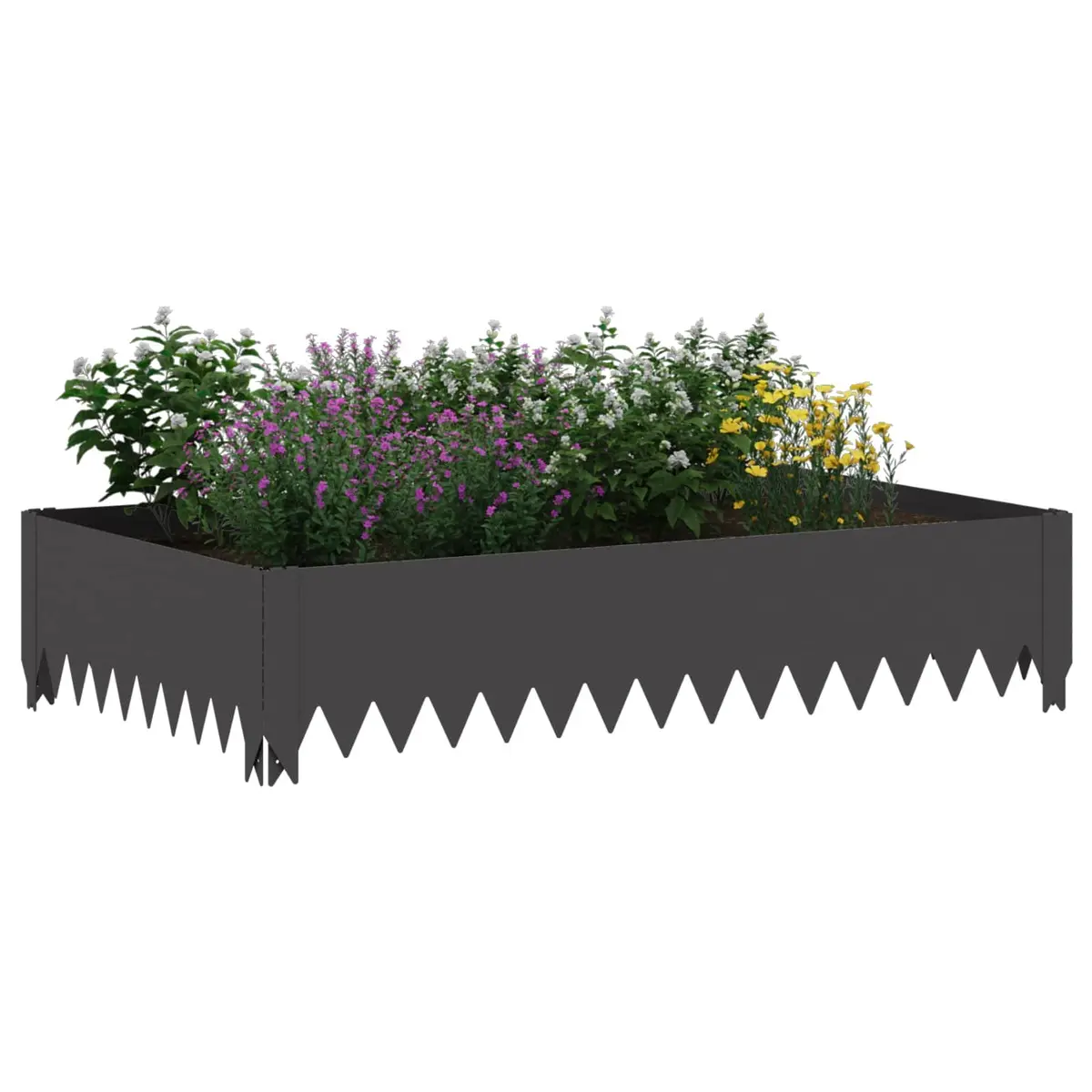 Garden Lawn Edging Border 4 Pieces Steel Black 100x60x20cm Landscape Pathway