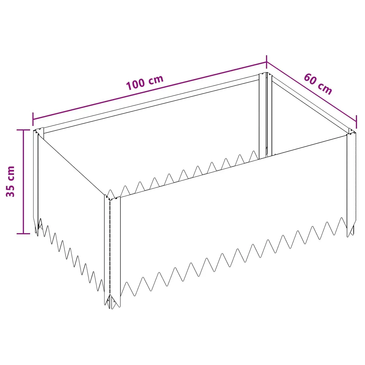 Garden Lawn Edging Border Outdoor 100x60x35cm Steel Black