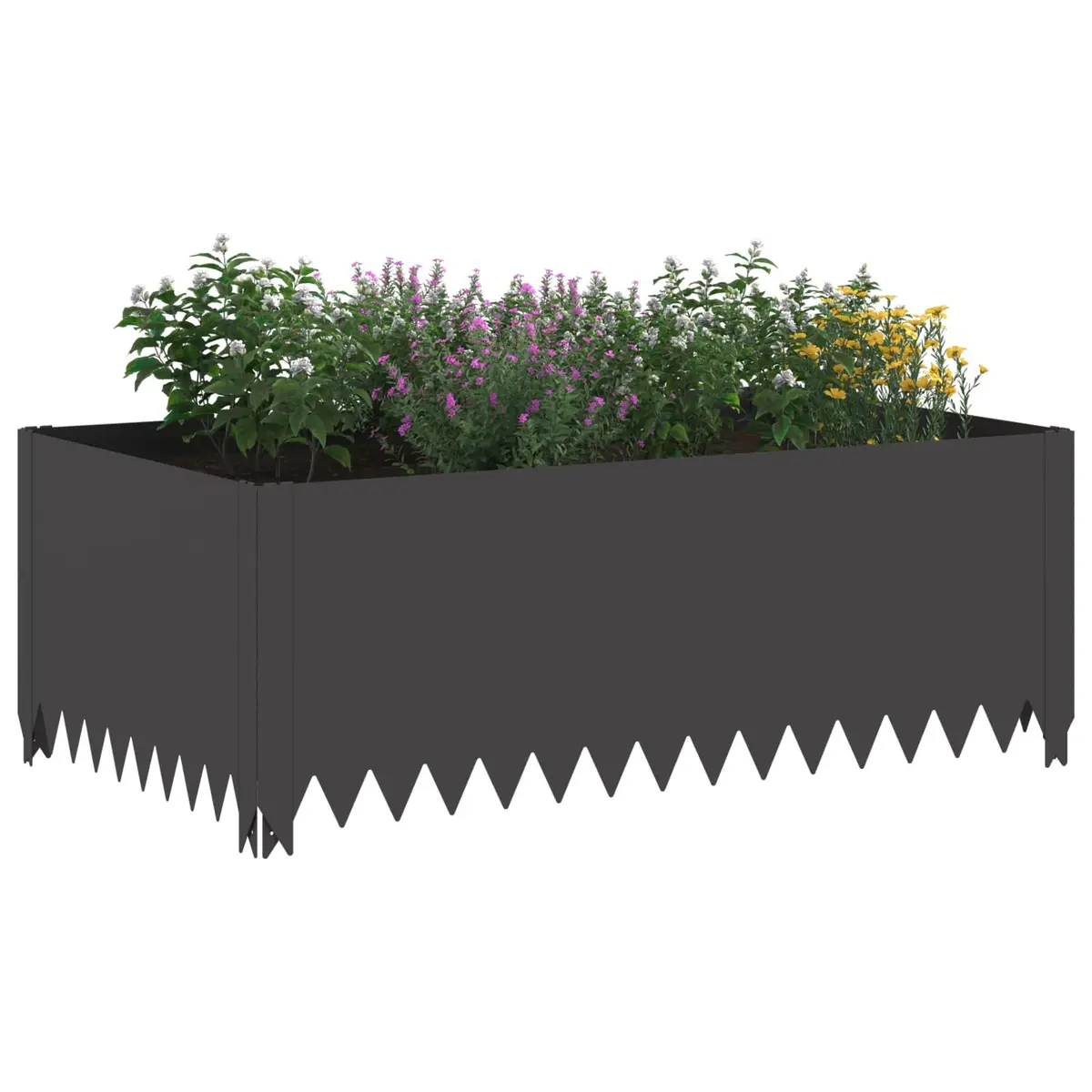 Steel Garden Lawn Edging Border 4 Pieces Black Landscape Path Bed Barrier