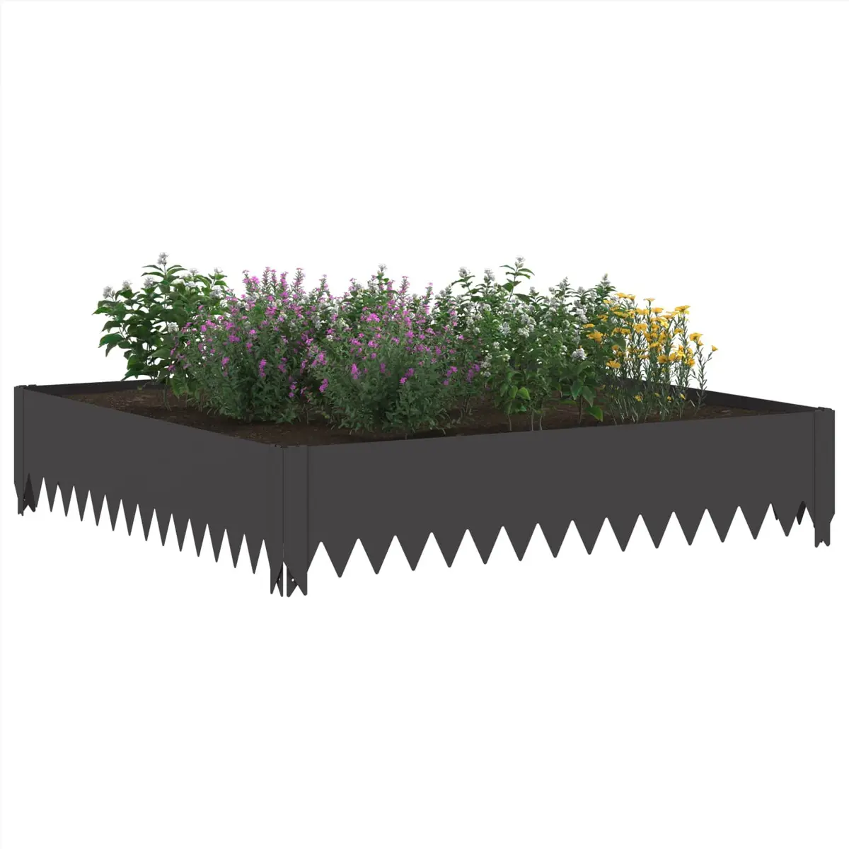 Garden Border Edging Steel 4 Pieces Lawn Pathway Landscape Fence Strip Black