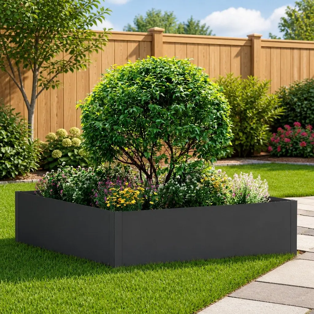 Garden Edging Steel Border for Landscape Pathway Bed Divider 100x100x35cm Black