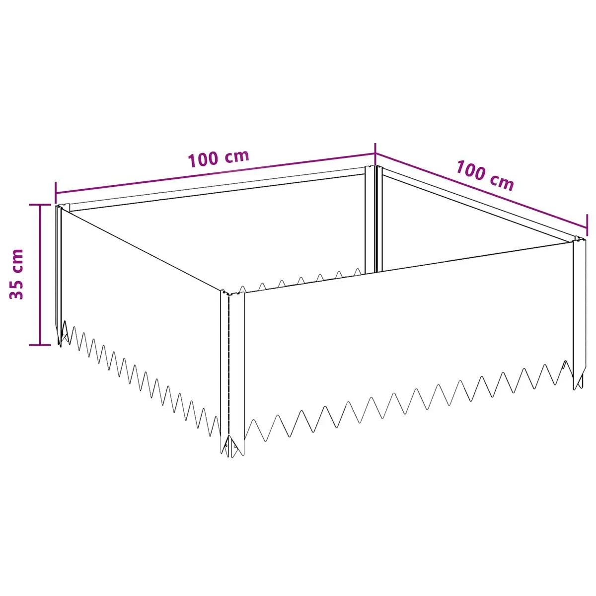 Garden Edging Steel Border for Landscape Pathway Bed Divider 100x100x35cm Black