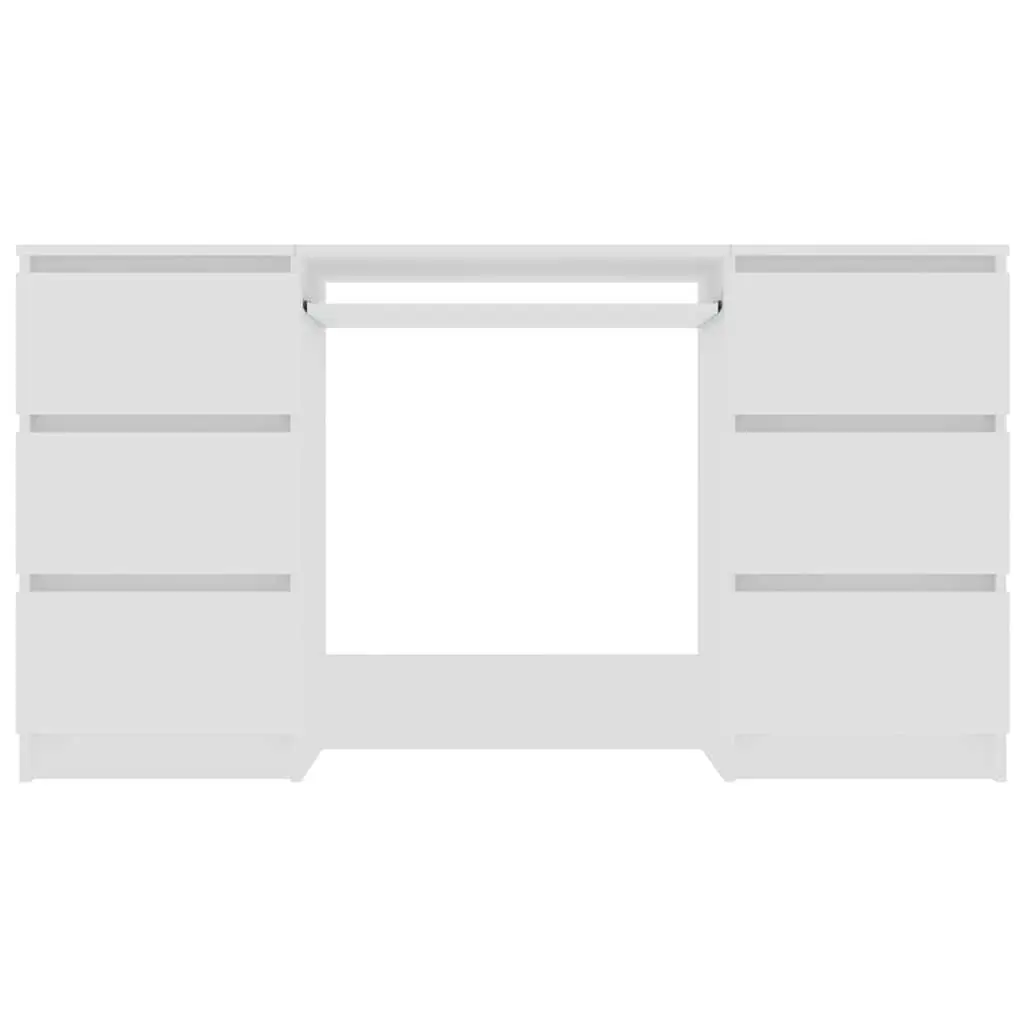 White Writing Desk Office Workstation Computer Table Study Drawers Storage 140cm