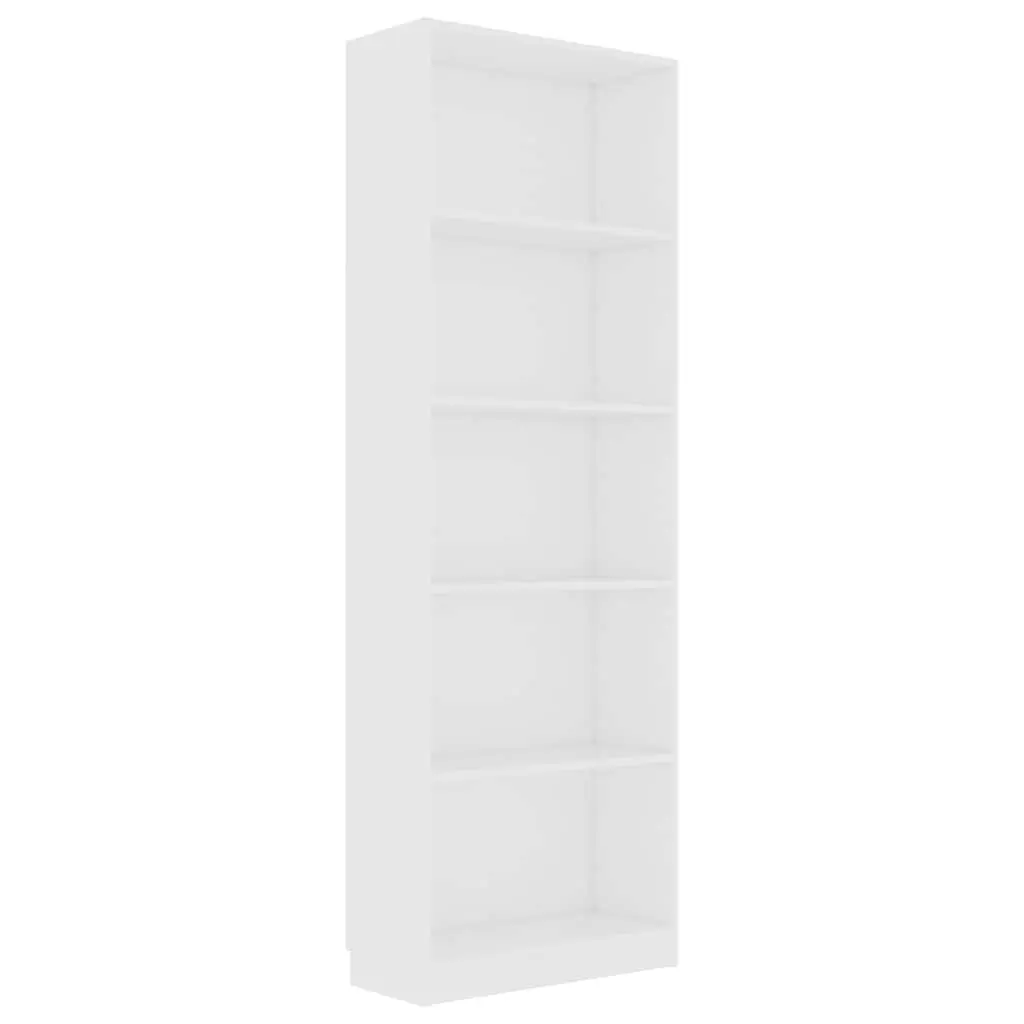 5-Tier Book Cabinet for Home White Engineered Wood Shelving Unit