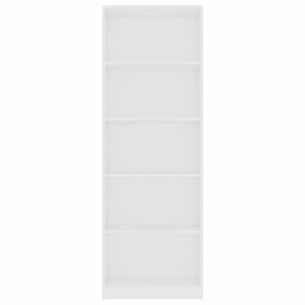 5-Tier Book Cabinet for Home White Engineered Wood Shelving Unit