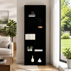 5-Tier Book Cabinet Specifications: Black Engineered Wood