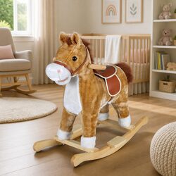 Rocking Horse Baby Toy: 12 Months+, Soft Plush, Brown