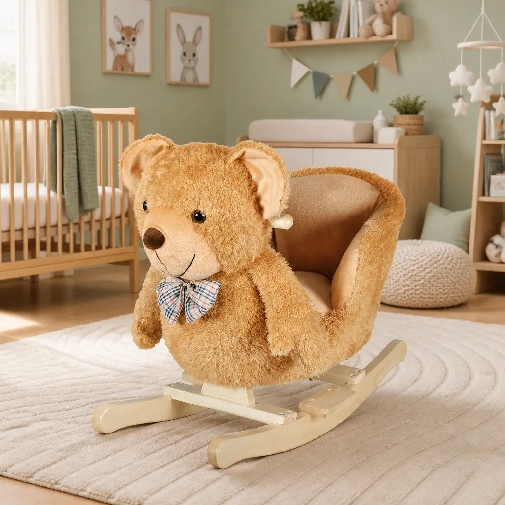 Rocking Teddy Bear Bouncer Seat for Babies 12 Months+