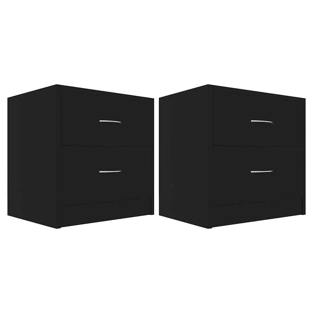 Bedside Cabinets 2 pcs Black 40x30x40 cm Engineered Wood Nightstand Drawers