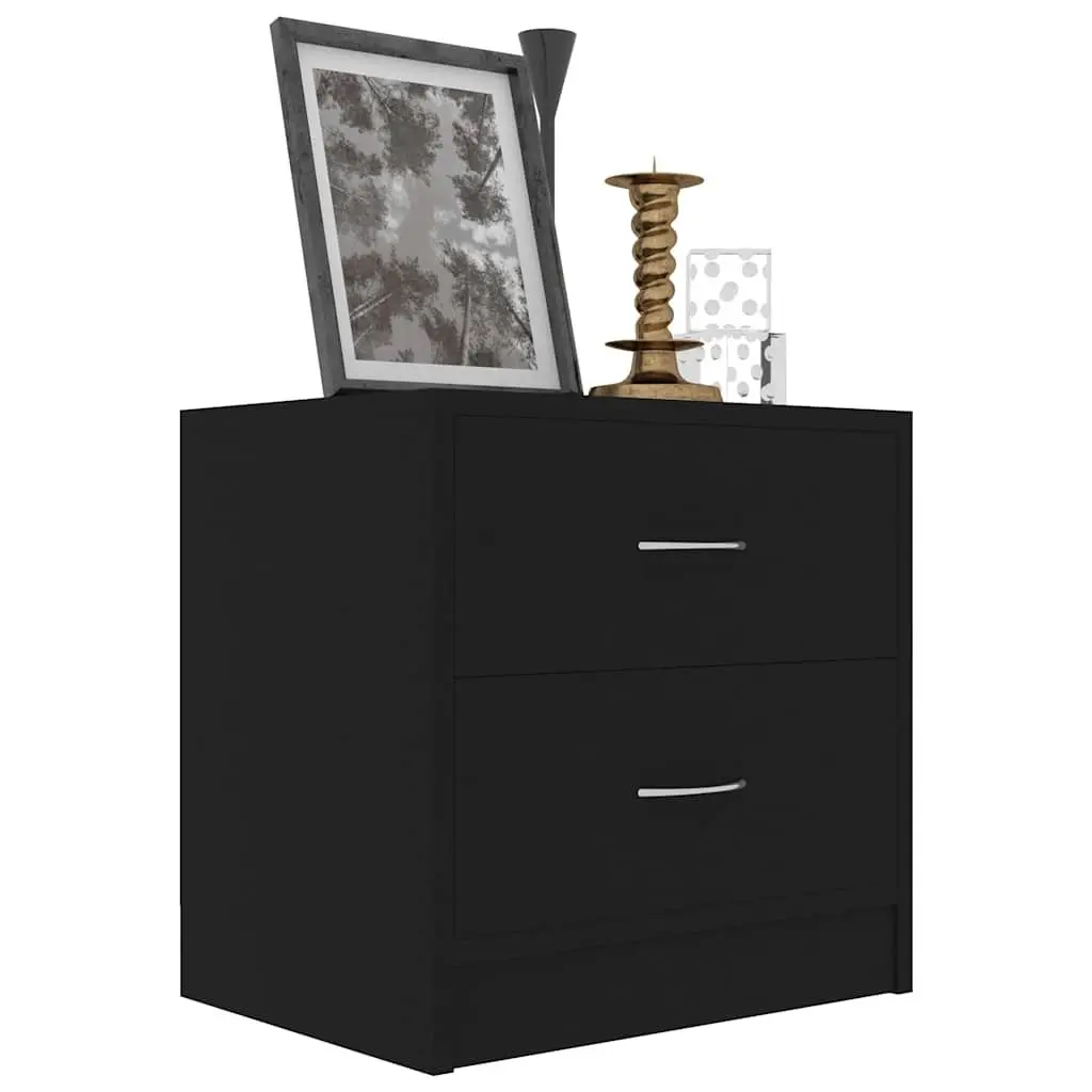 Bedside Cabinets 2 pcs Black 40x30x40 cm Engineered Wood Nightstand Drawers