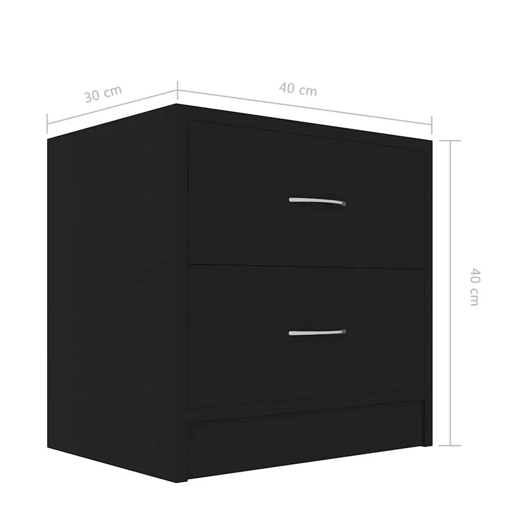 Bedside Cabinets 2 pcs Black 40x30x40 cm Engineered Wood Nightstand Drawers