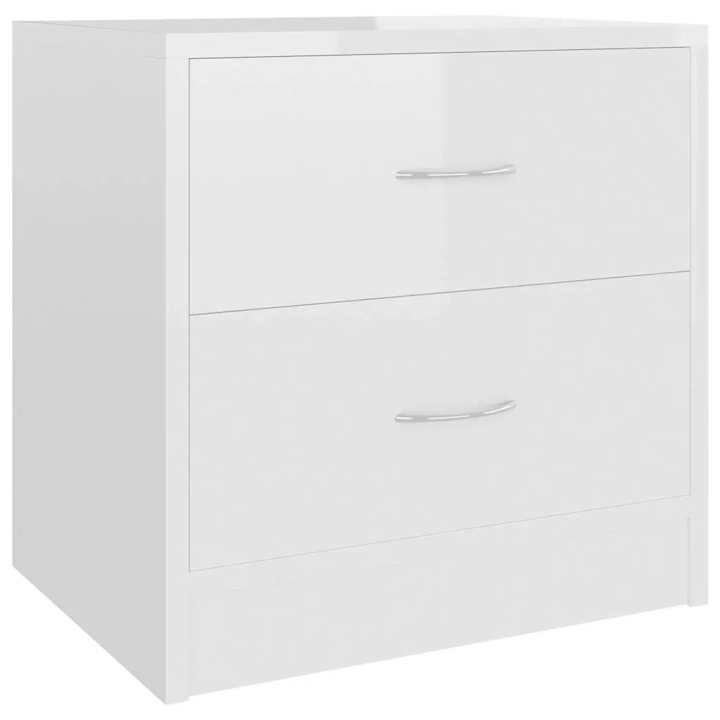 Bedside Cabinet White High Gloss 2 Drawer Nightstand Storage Chest Bedroom 40x30x40 cm