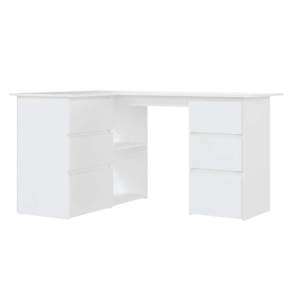 White Corner Desk with Storage Drawers