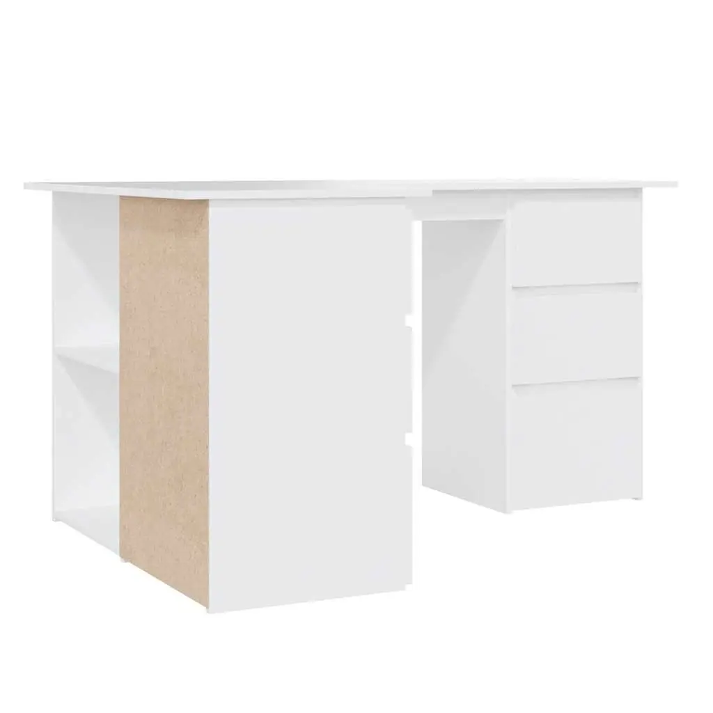 White Corner Desk with Storage Drawers