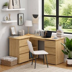 Specifications for Brown Engineered Wood Corner Desk