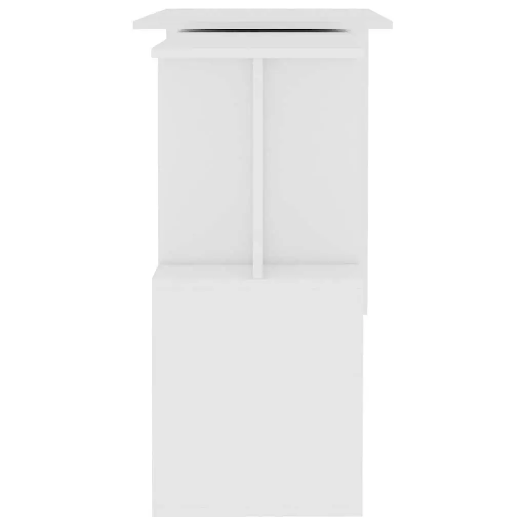 Corner Desk White Rotating Workstation Engineered Wood Office Study Table