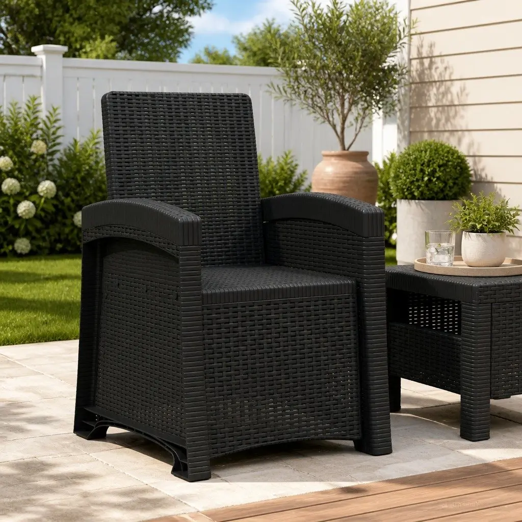Reclining Outdoor Garden Chair for Patio and Balcony Anthracite Adjustable Backrest