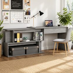 Specifications of Grey Engineered Wood Rotatable Corner Desk