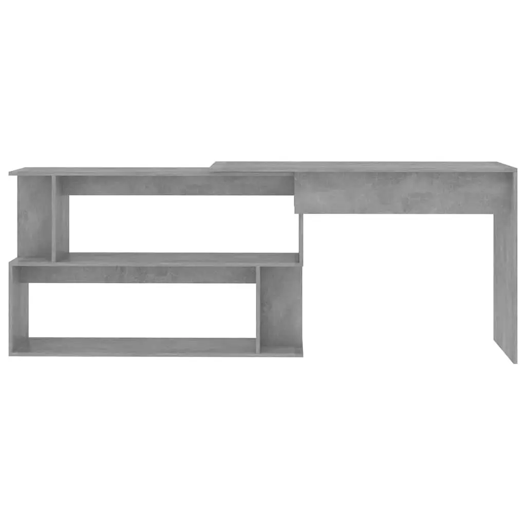 Grey Engineered Wood Rotatable Corner Desk