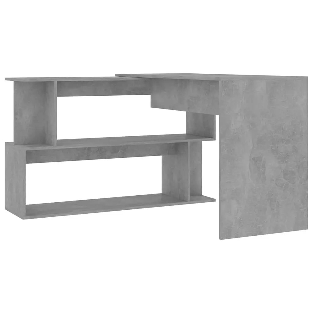 Grey Engineered Wood Rotatable Corner Desk