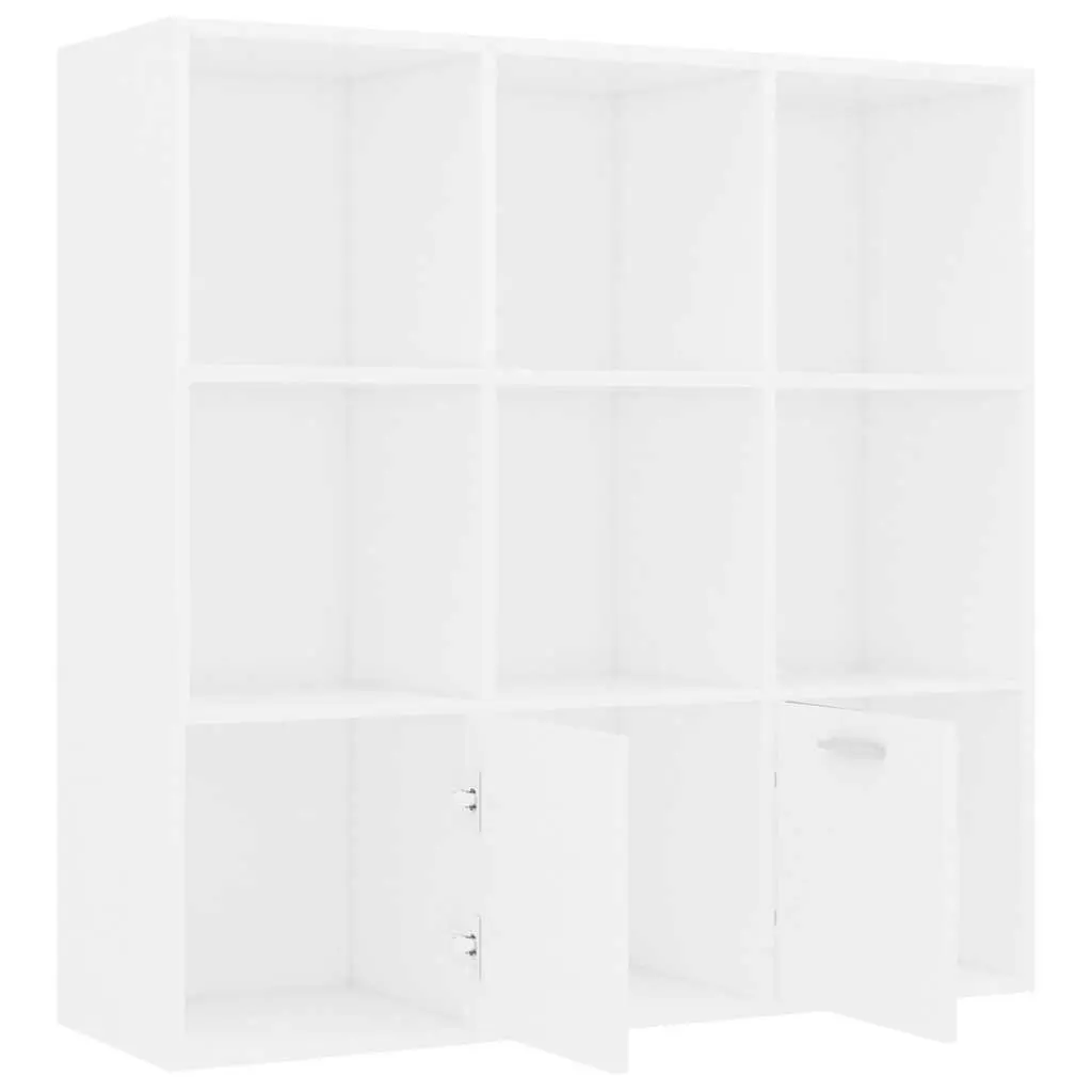 White Book Cabinet 98x30x98 cm with Storage Cubes