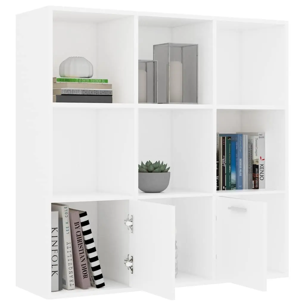 White Book Cabinet 98x30x98 cm with Storage Cubes