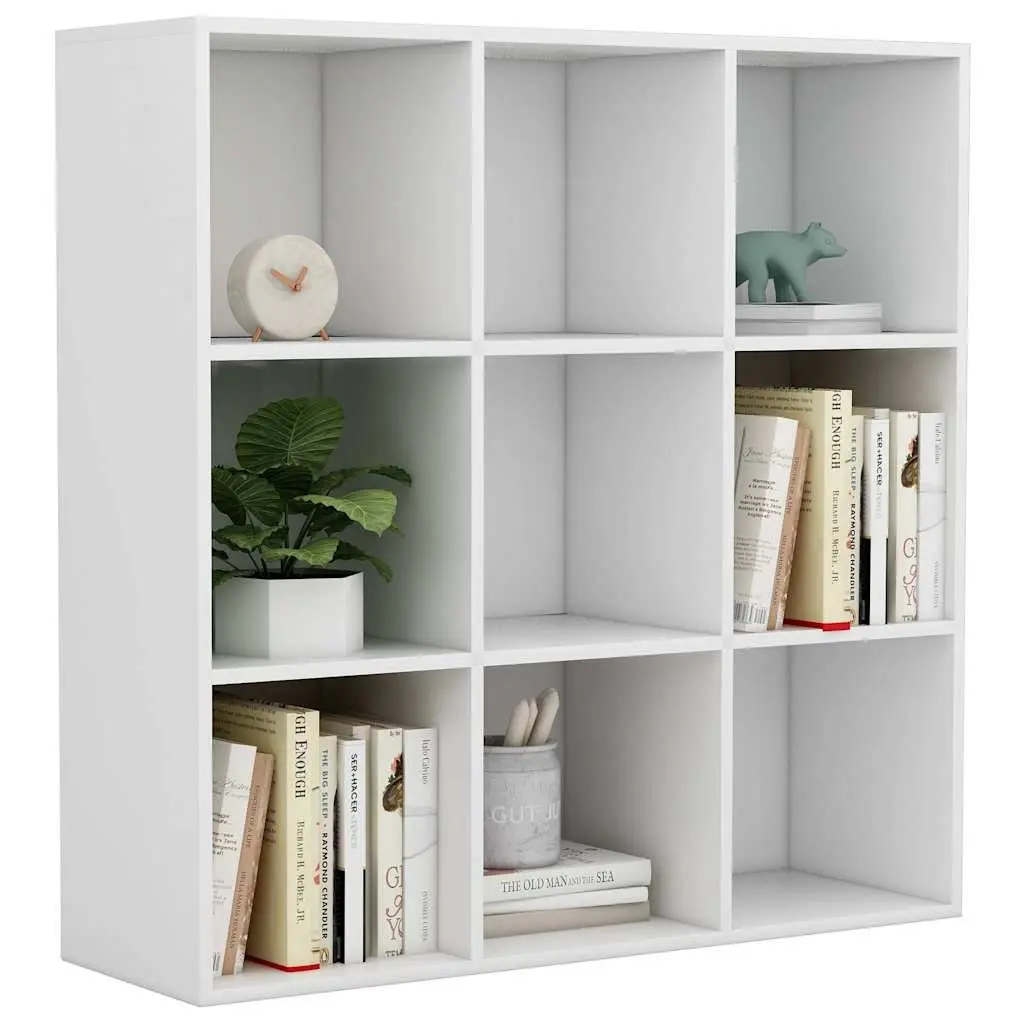 Book Cabinet for Home 9 Compartments White Storage Shelving Unit
