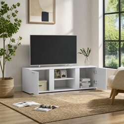 White TV Cabinet 120L x 34W x 37H cm with 2 Doors