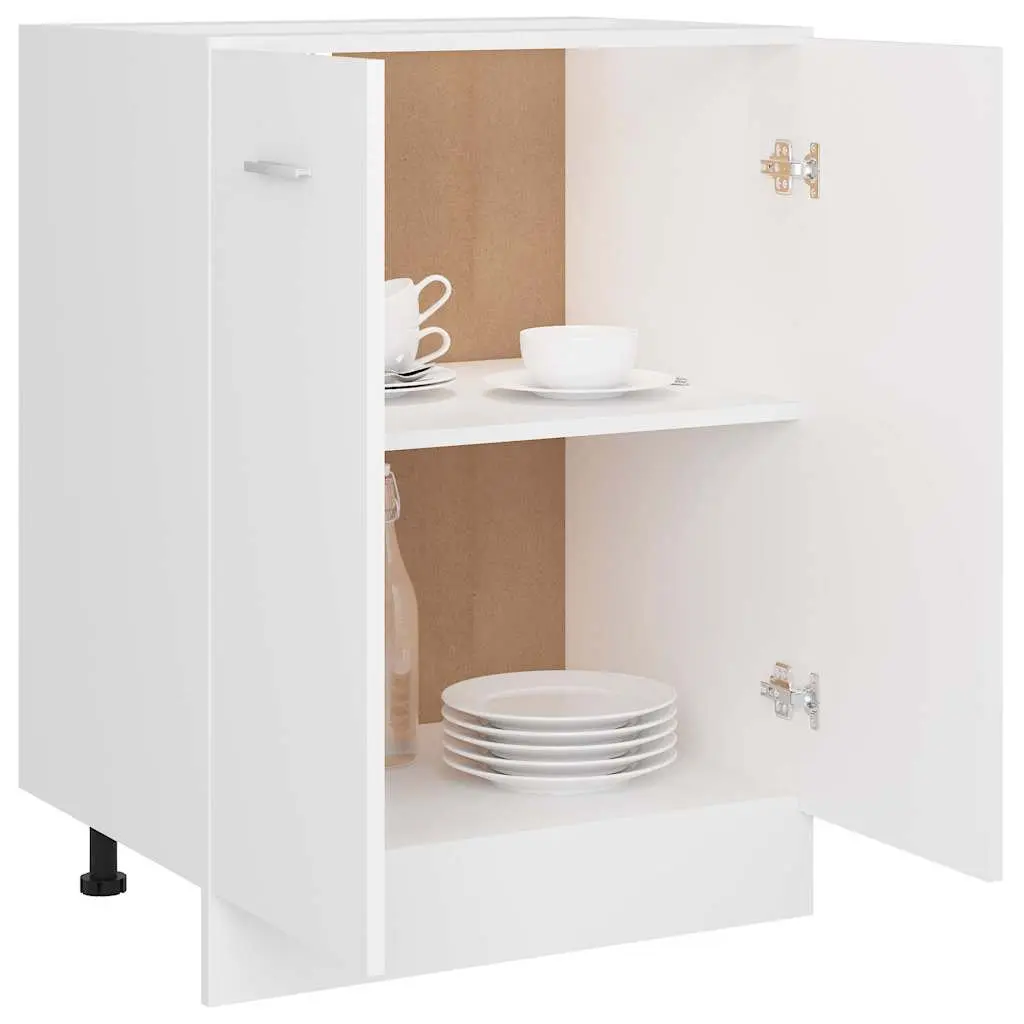 White Bottom Kitchen Cabinet with Shelves 60x46x81.5cm