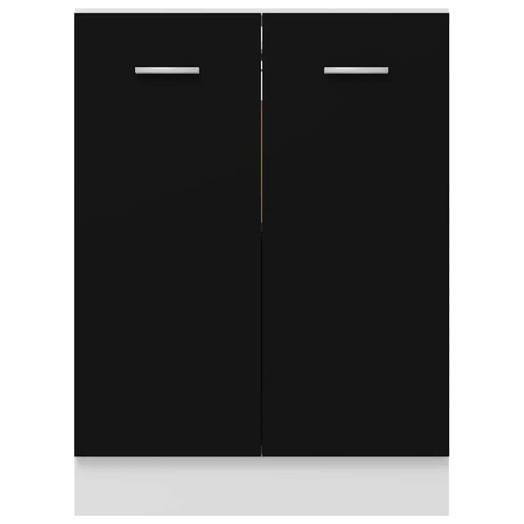 Kitchen Cupboard Storage Unit Black 60x46x81.5cm with 2 Doors and 2 Shelves for Organising Kitchen Space