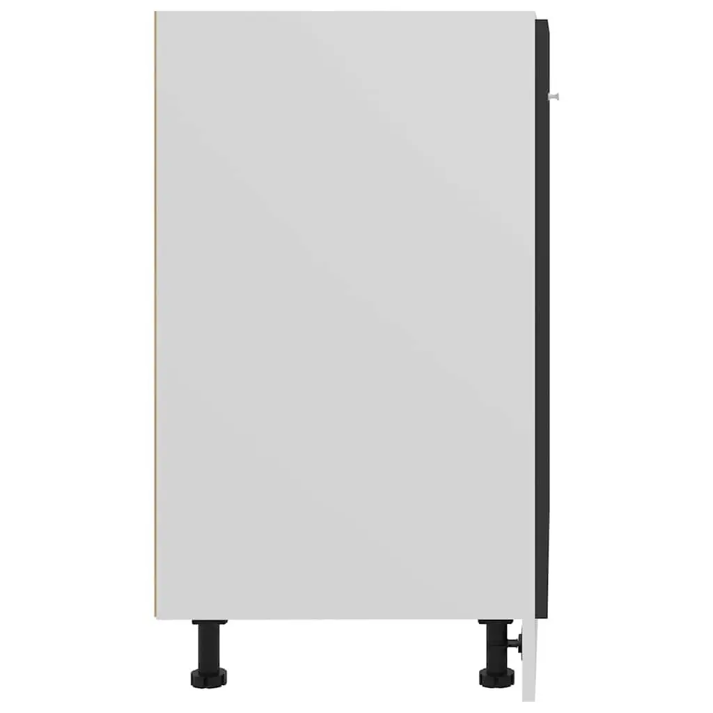 Kitchen Cupboard Storage Unit Black 60x46x81.5cm with 2 Doors and 2 Shelves for Organising Kitchen Space