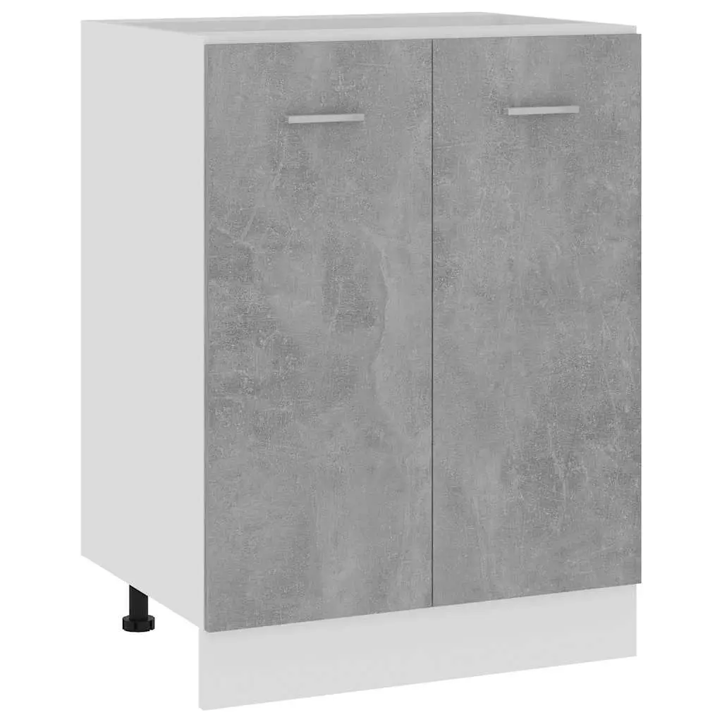 Bottom Kitchen Cabinet Grey Storage Cupboard Engineered Wood 60W x 46D x 81.5H cm