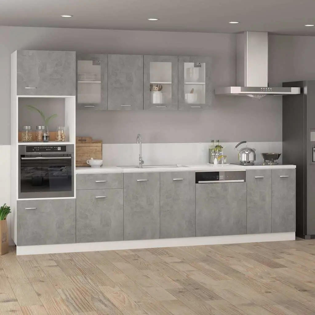 Bottom Kitchen Cabinet Grey Storage Cupboard Engineered Wood 60W x 46D x 81.5H cm