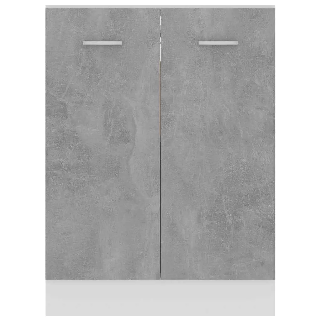Bottom Kitchen Cabinet Grey Storage Cupboard Engineered Wood 60W x 46D x 81.5H cm