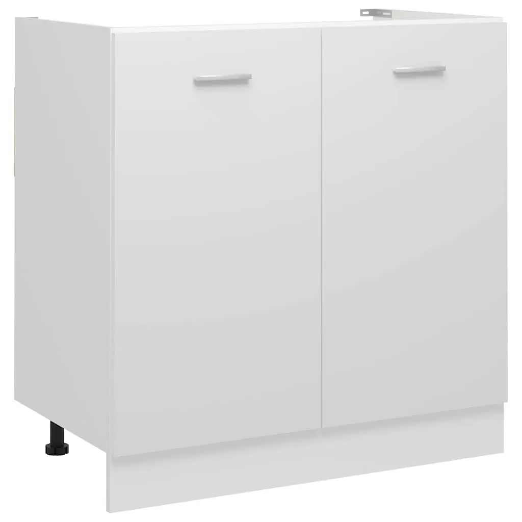 White Engineered Wood Sink Cabinet 80cm Wide for Kitchen Storage and Organiser