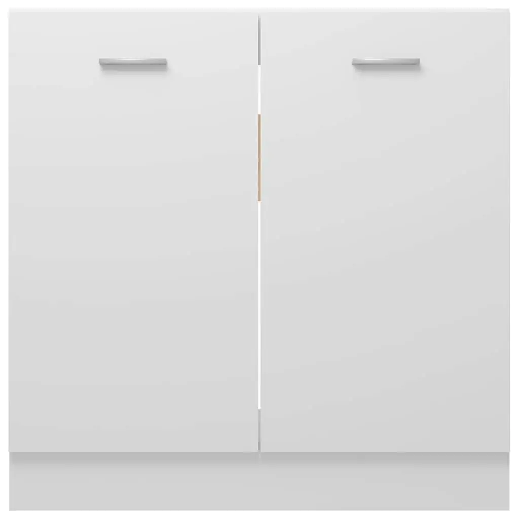 White Engineered Wood Sink Cabinet 80cm Wide for Kitchen Storage and Organiser