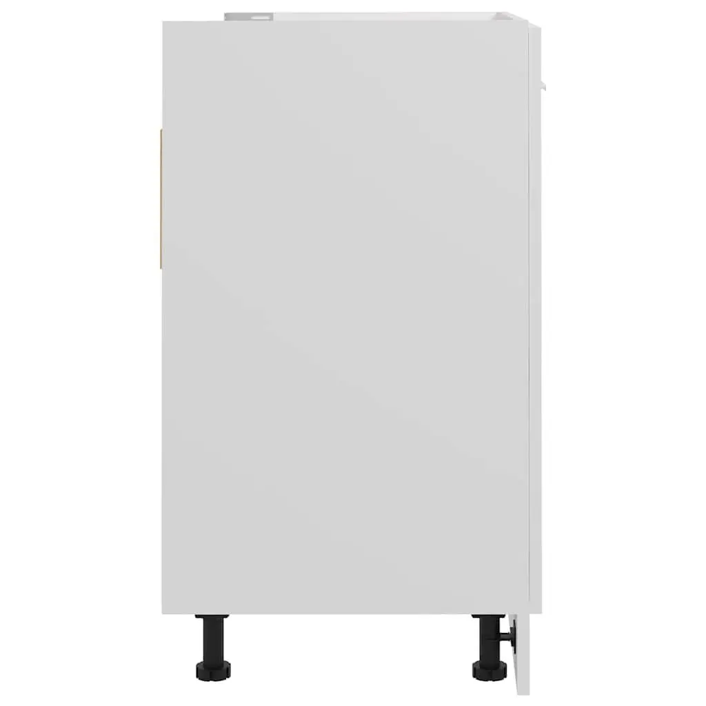 White Engineered Wood Sink Cabinet 80cm Wide for Kitchen Storage and Organiser