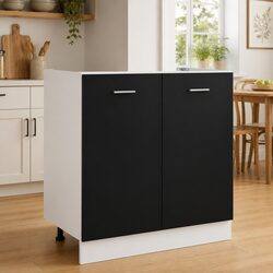 Sink Bottom Cabinet Kitchen Under Sink Storage Unit Black 80x46x81.5cm